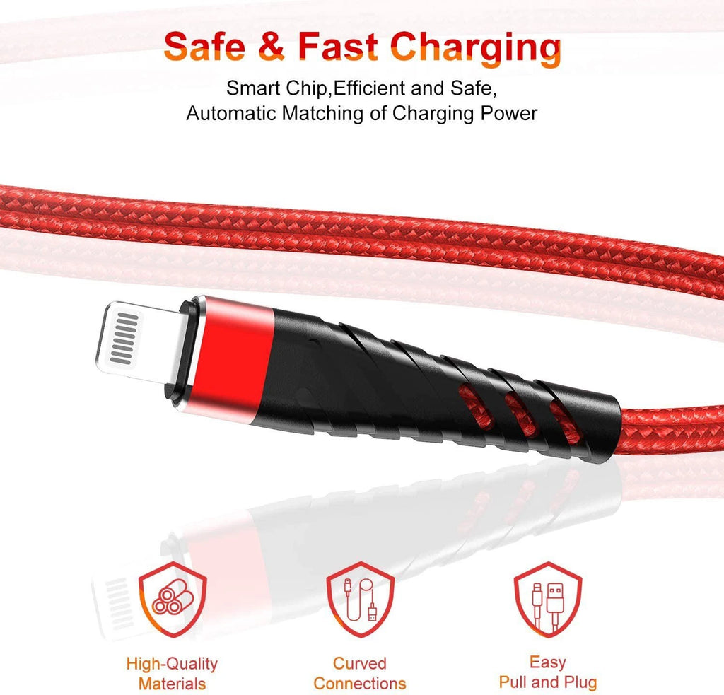 Braided Fast Charger Cable Heavy Duty USB lot Cord Fit iPhone 14 13 12 11 X XR 8