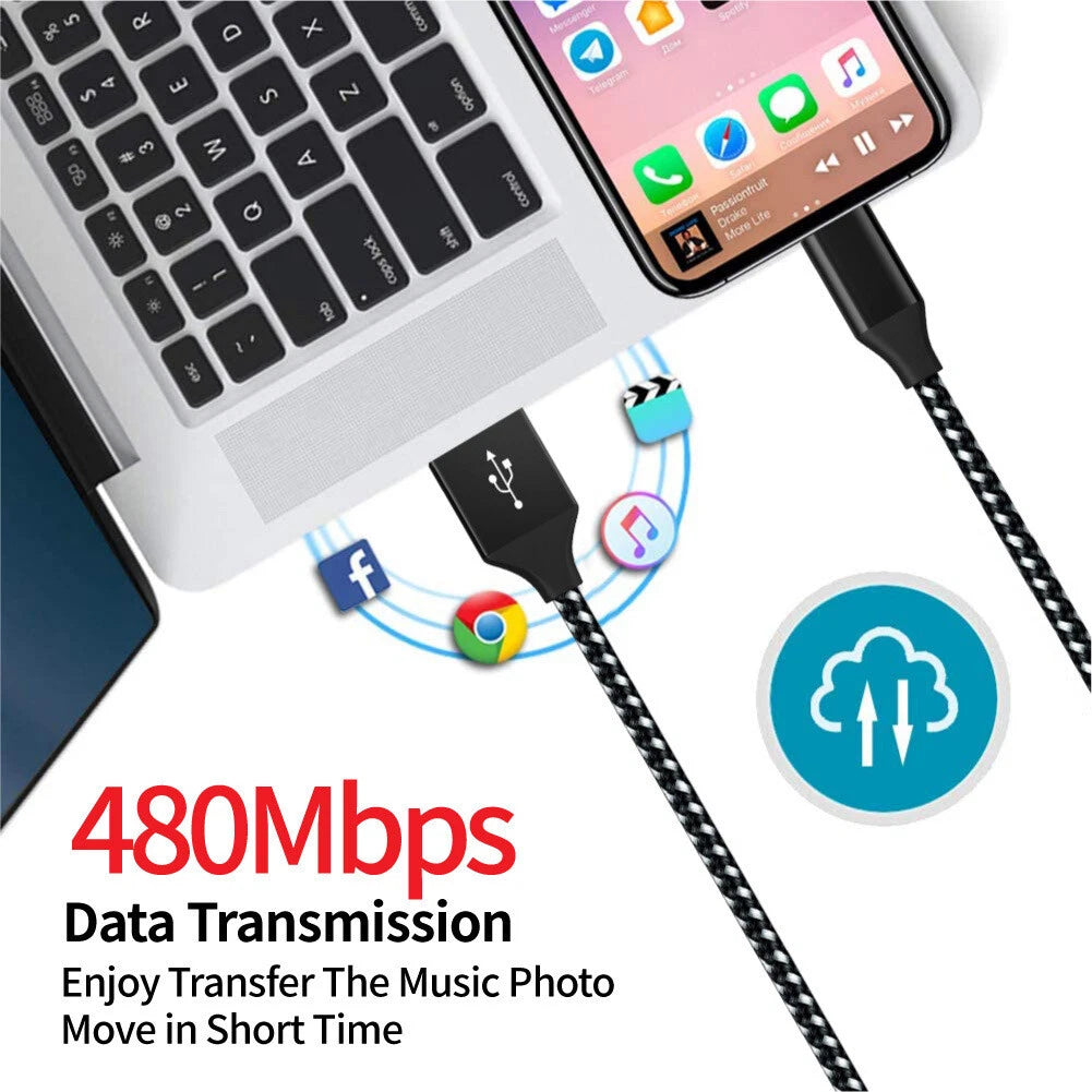 3-Pack Braided USB C Type-C Fast Charging Data SYNC Charger Cable Cord 3/6/10FT