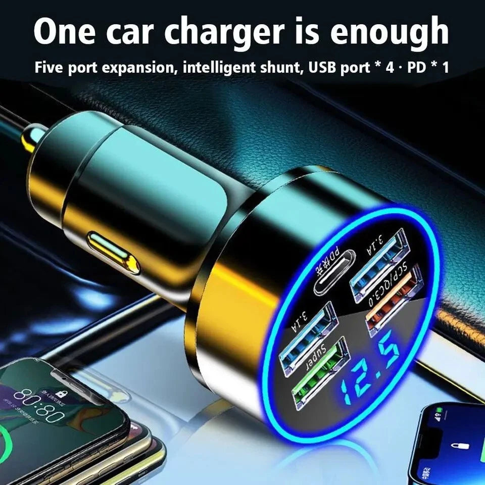 4 USB Port Super Fast Car Charger Adapter for iPhone Samsung Android Phone LOT