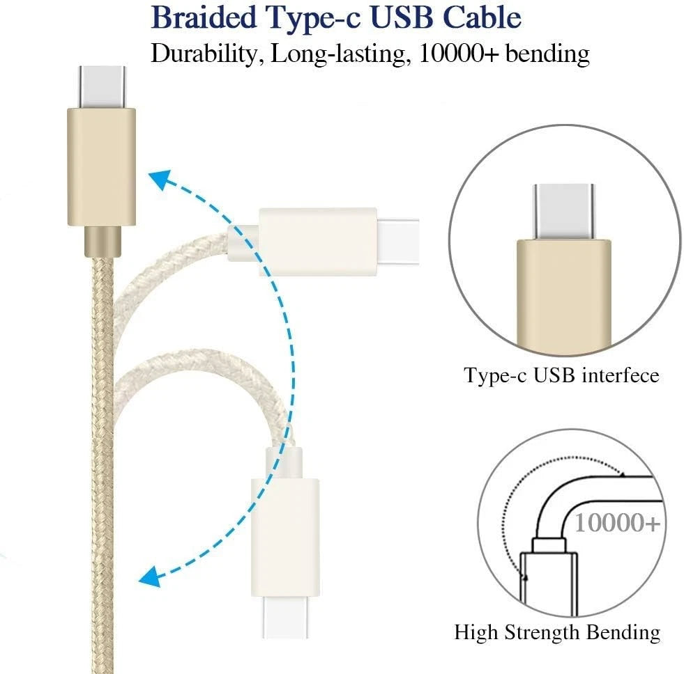 Braided USB to Type-C Fast Charging Data SYNC Charger Cable Cord 3/6/10FT LOT