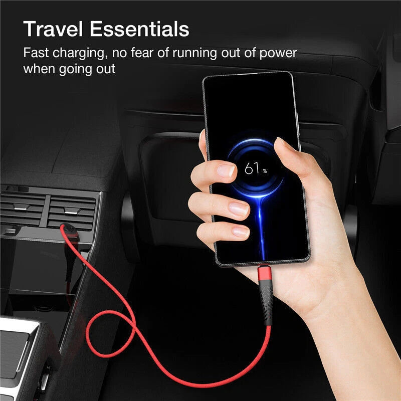 Heavy Duty Braided USB C Type-C Fast Charging Data Sync Charger lot Long Cord
