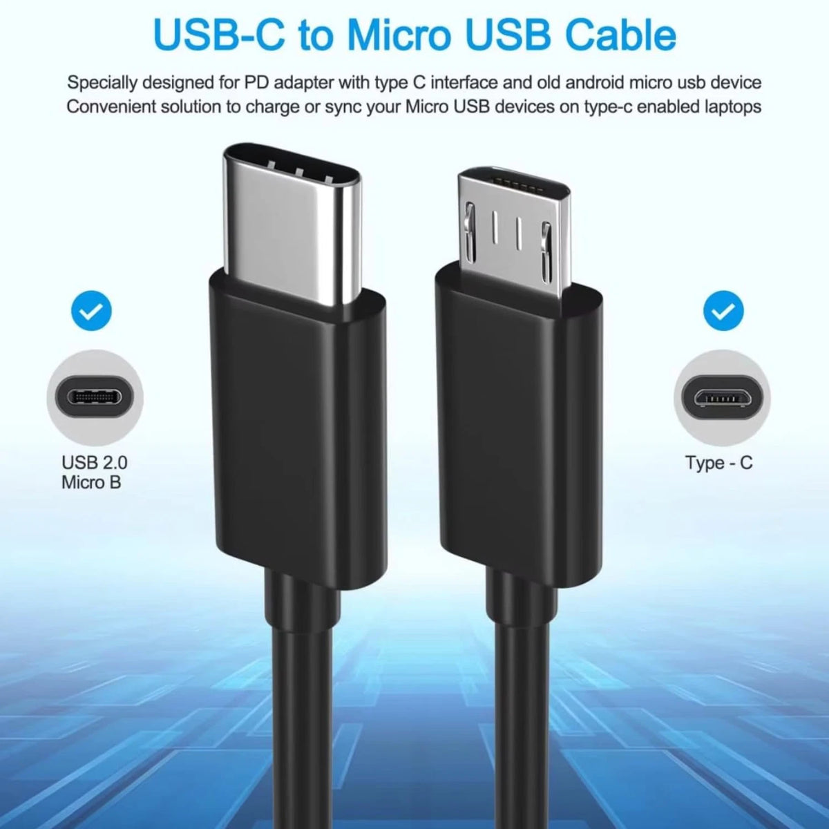 USB Type C to Micro 5V/2.4A Data &amp; Sync Transfer OTG charging cable - Black LOT
