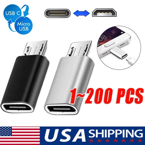200x Type C Female to Micro USB Male Port Converter Charge Data Sync Adapter Lot