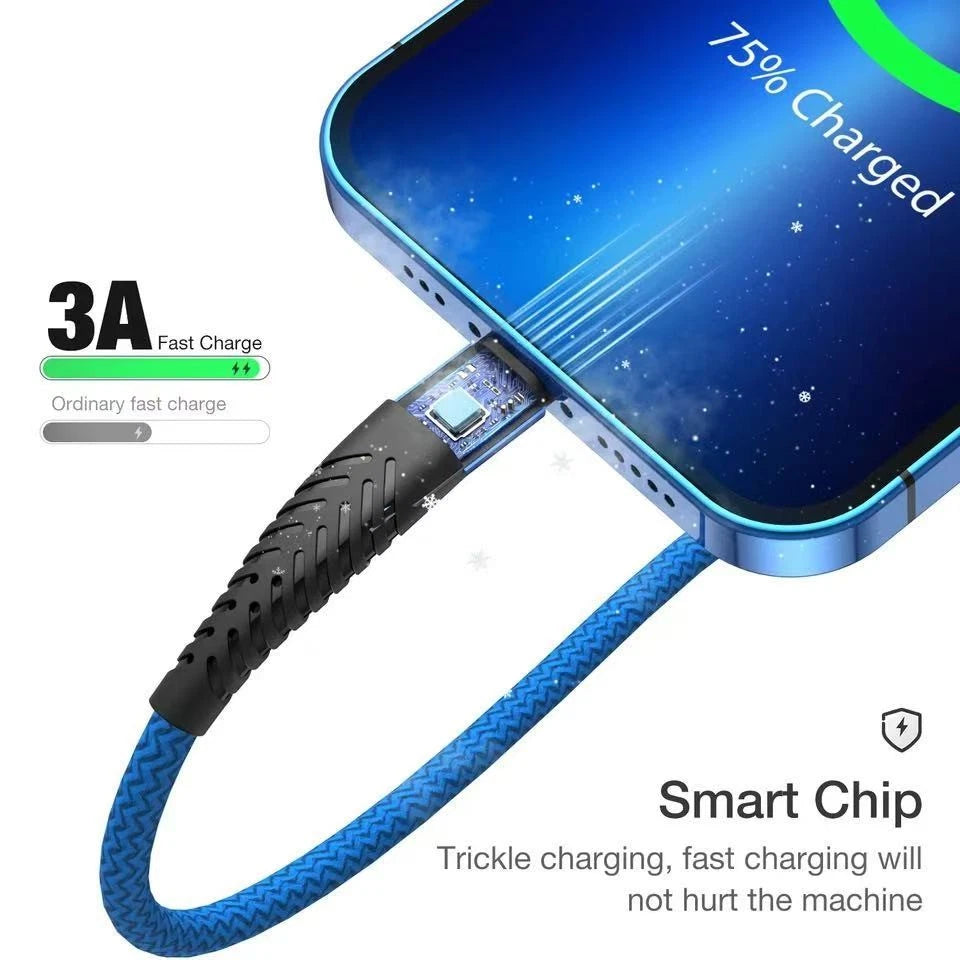 Braided Fast Charger Cable Heavy Duty USB lot Cord Fit iPhone 14 13 12 11 X XR 8
