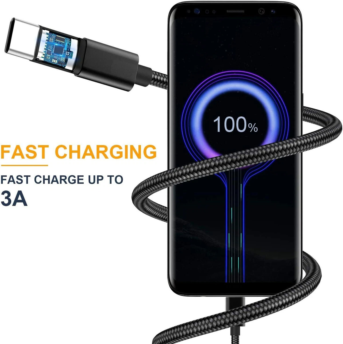 Braided USB to Type-C Fast Charging Data SYNC Charger Cable Cord 3/6/10FT LOT