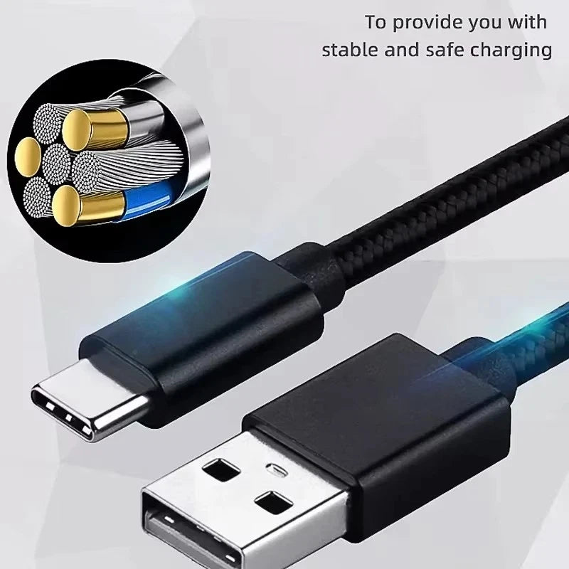 Braided USB to Type-C Fast Charging Data SYNC Charger Cable Cord 3/6/10FT LOT