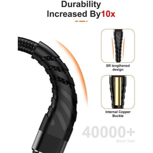 Braided Fast Charger Cable Heavy Duty USB lot Cord Fit iPhone 14 13 12 11 X XR 8