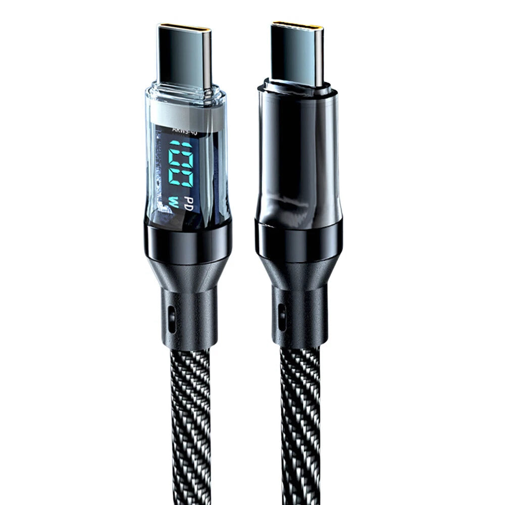 120w Super Fast USB Type-C Charging Braid Phone Charger Lead with Display LOT