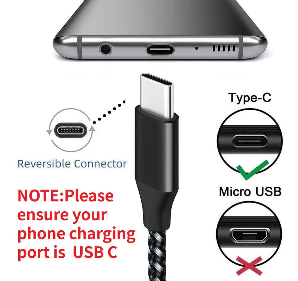 3-Pack Braided USB C Type-C Fast Charging Data SYNC Charger Cable Cord 3/6/10FT