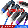 Braided Fast Charger Cable Heavy Duty USB lot Cord Fit iPhone 14 13 12 11 X XR 8