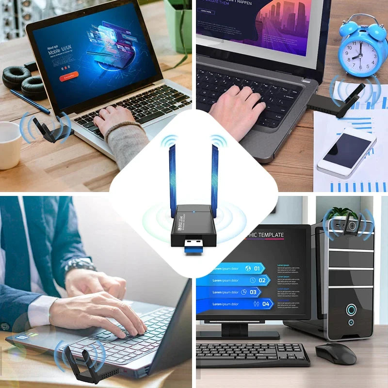 USB 3.0 Wireless WIFI Adapter 1300Mbps Long Range Dongle Dual Band Network lot