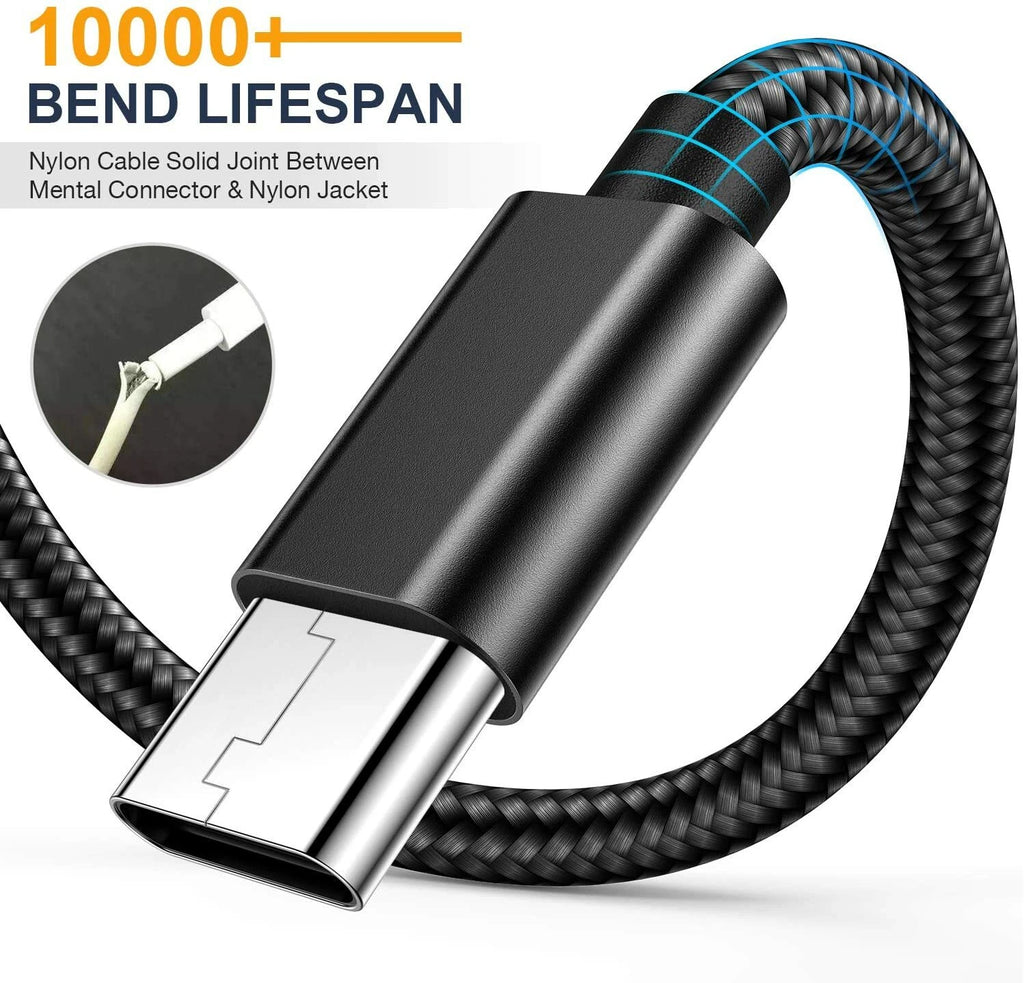 Braided USB to Type-C Fast Charging Data SYNC Charger Cable Cord 3/6/10FT LOT
