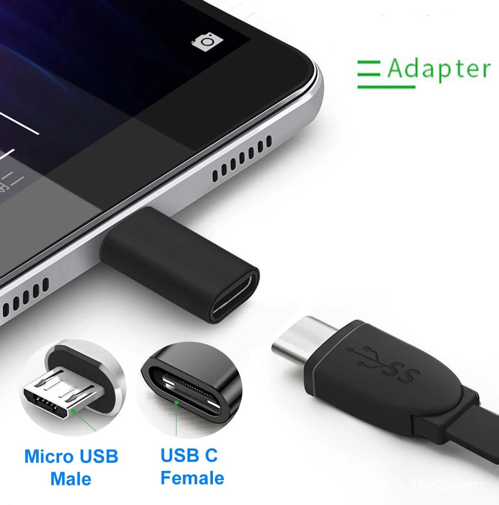 200x Type C Female to Micro USB Male Port Converter Charge Data Sync Adapter Lot