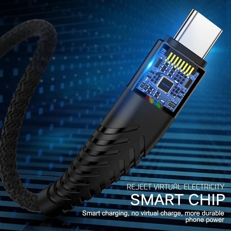 Heavy Duty Braided USB C Type-C Fast Charging Data Sync Charger lot Long Cord